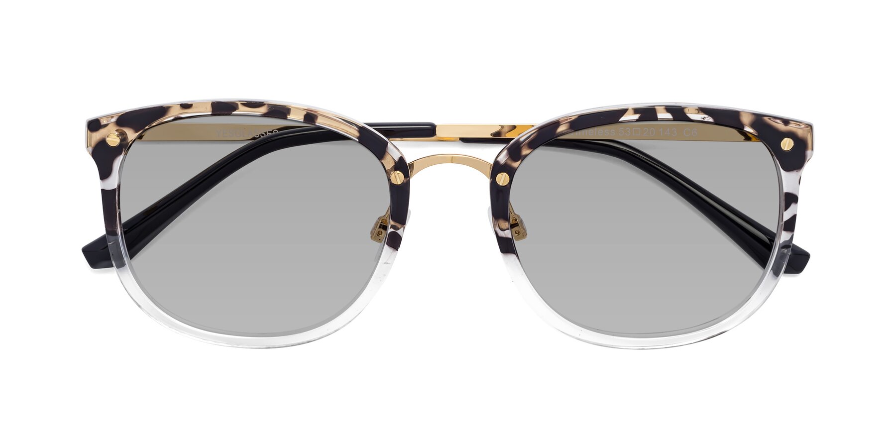 Folded Front of Timeless in Leopard-Print with Light Gray Tinted Lenses