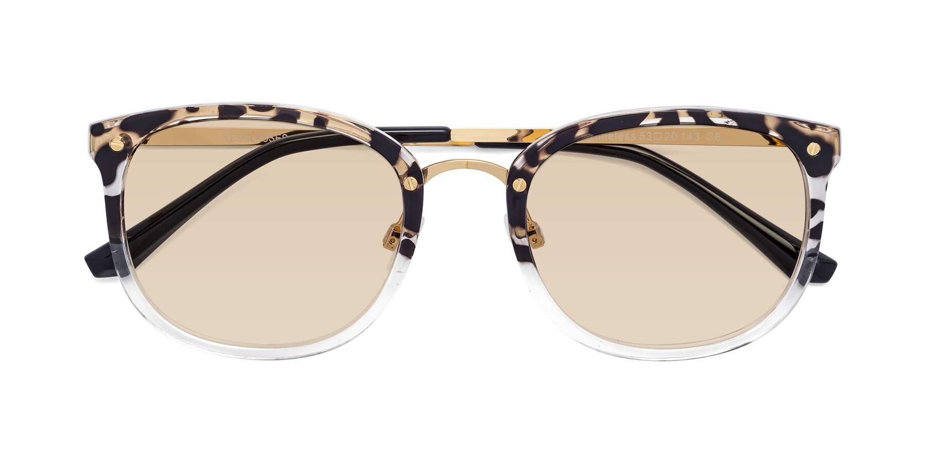 Folded Front of Timeless in Leopard-Print with Light Brown Tinted Lenses