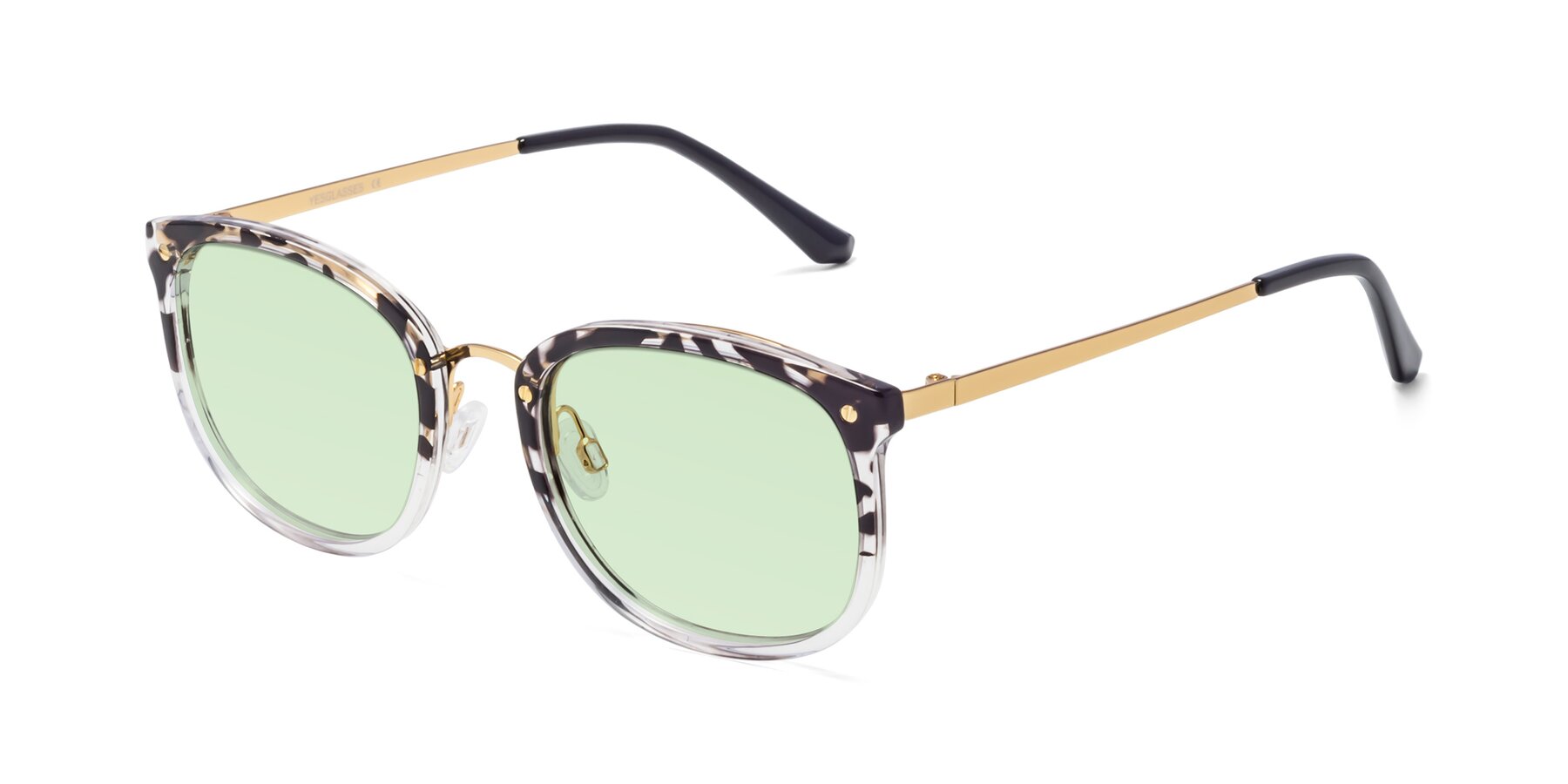 Angle of Timeless in Leopard-Print with Light Green Tinted Lenses