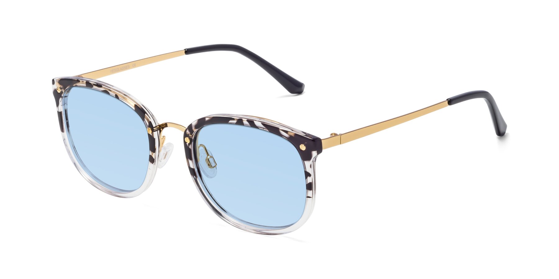 Angle of Timeless in Leopard-Print with Light Blue Tinted Lenses