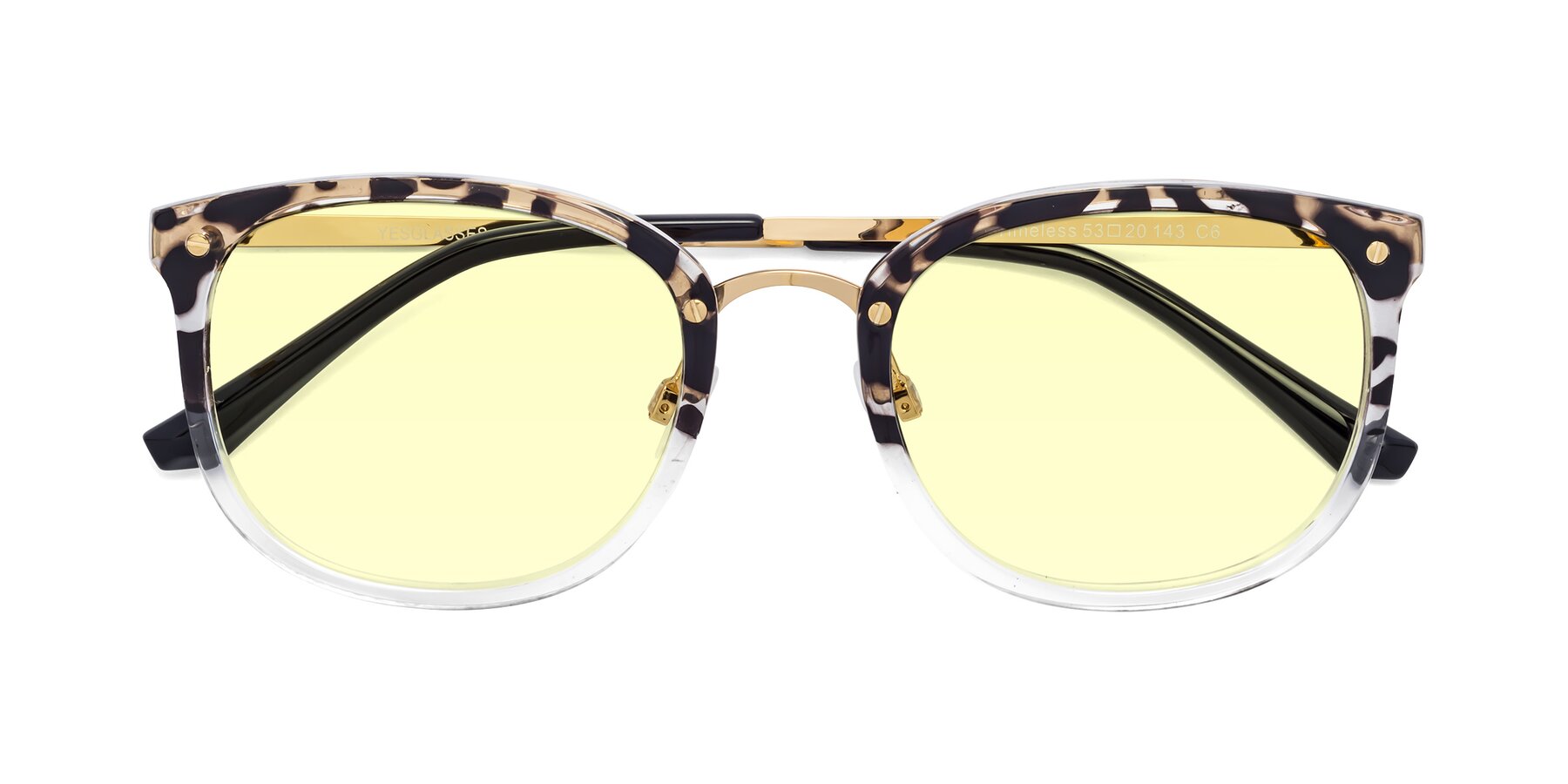 Folded Front of Timeless in Leopard-Print with Light Yellow Tinted Lenses