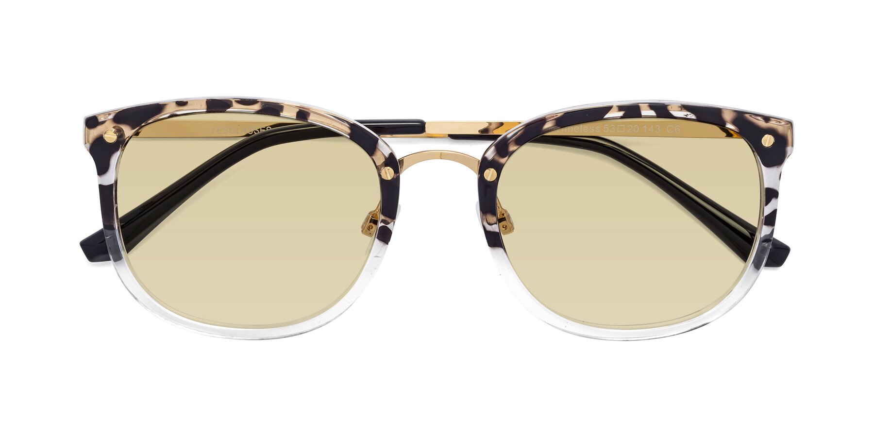 Folded Front of Timeless in Leopard-Print with Light Champagne Tinted Lenses