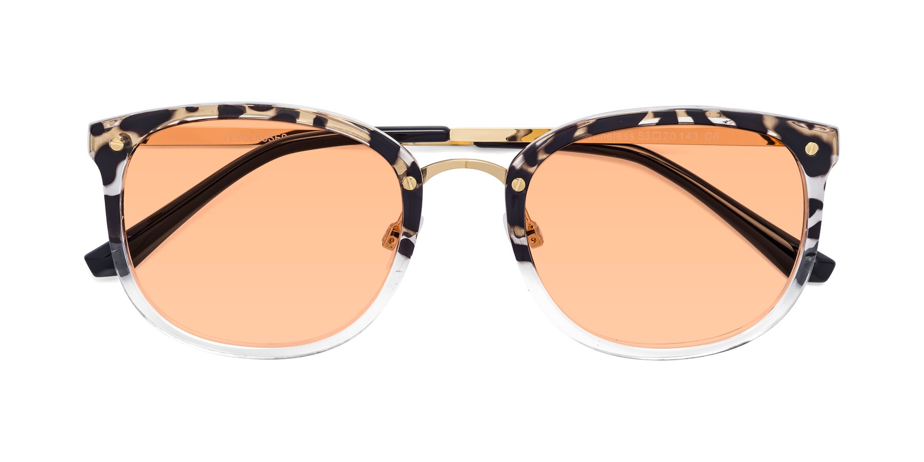 Folded Front of Timeless in Leopard-Print with Light Orange Tinted Lenses