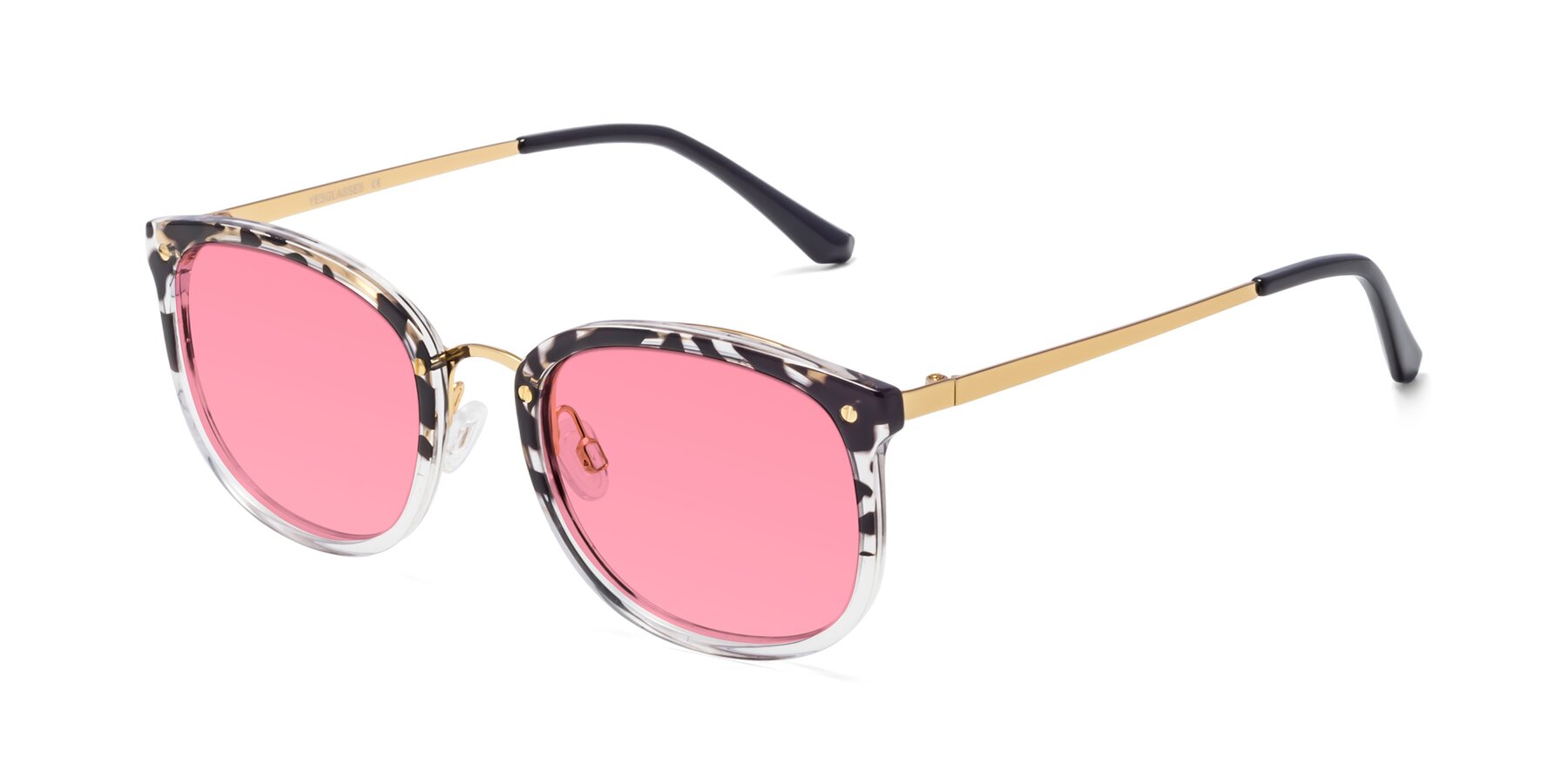 Angle of Timeless in Leopard-Print with Pink Tinted Lenses