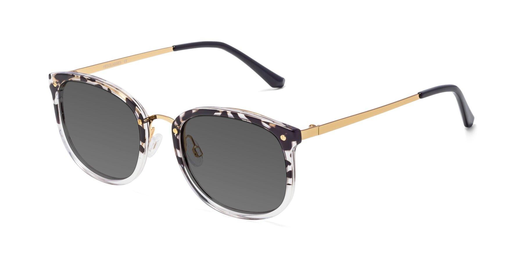 Angle of Timeless in Leopard-Print with Medium Gray Tinted Lenses