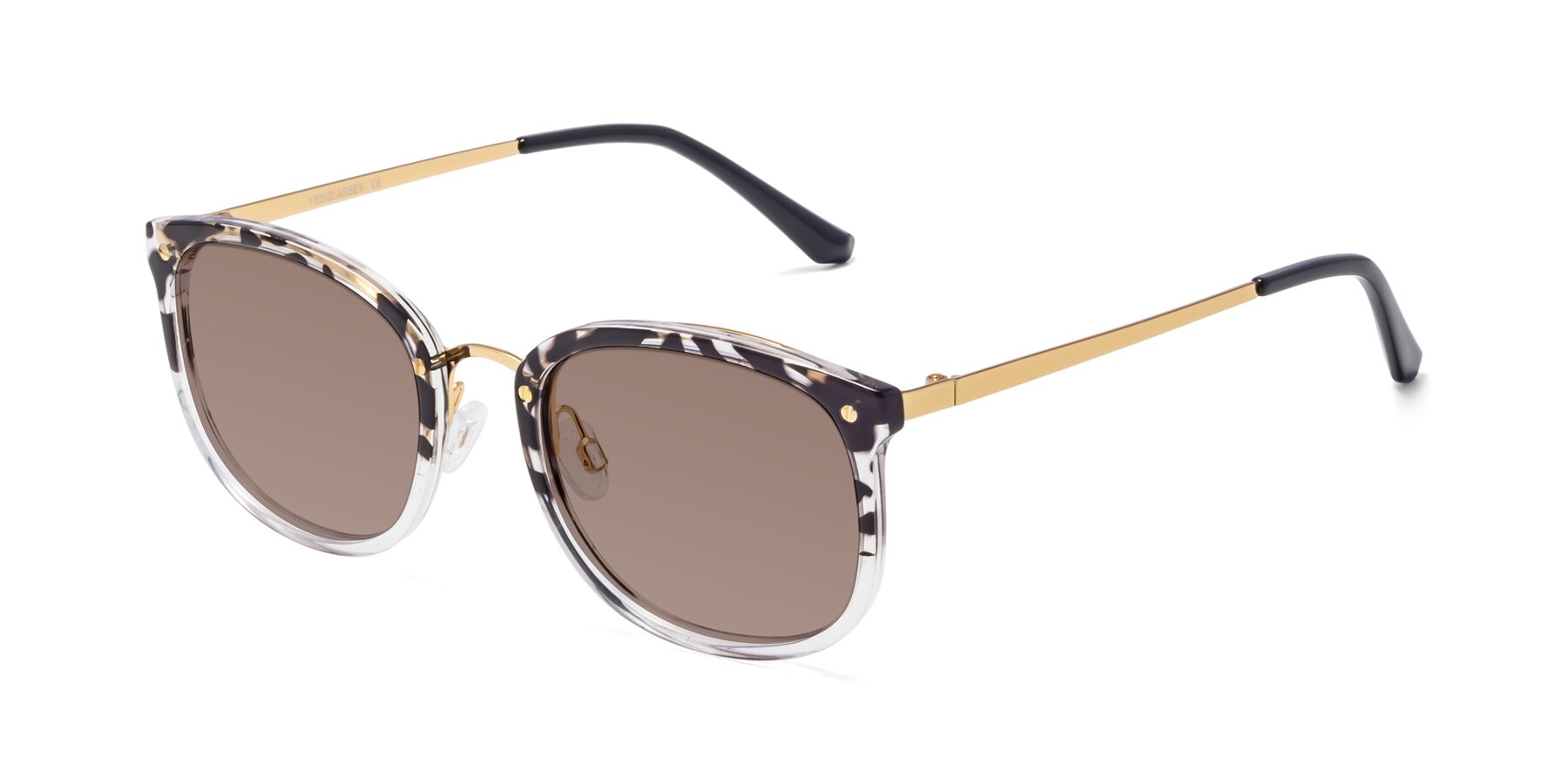 Angle of Timeless in Leopard-Print with Medium Brown Tinted Lenses