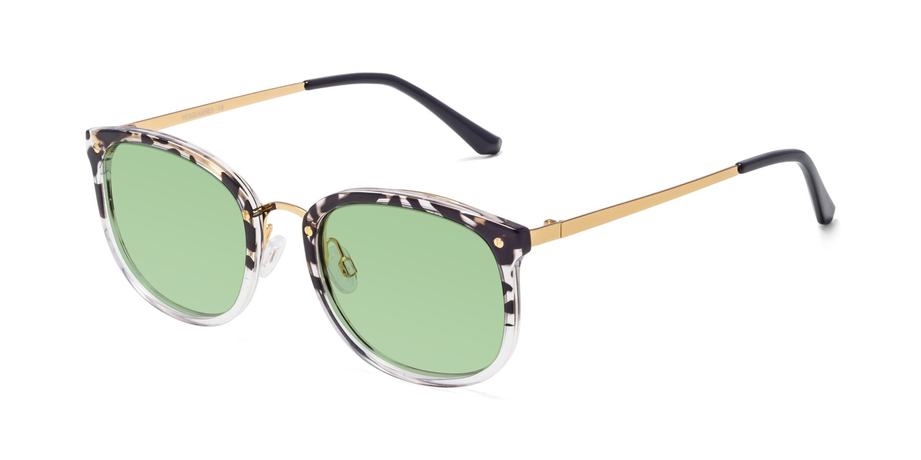 Angle of Timeless in Leopard-Print with Medium Green Tinted Lenses