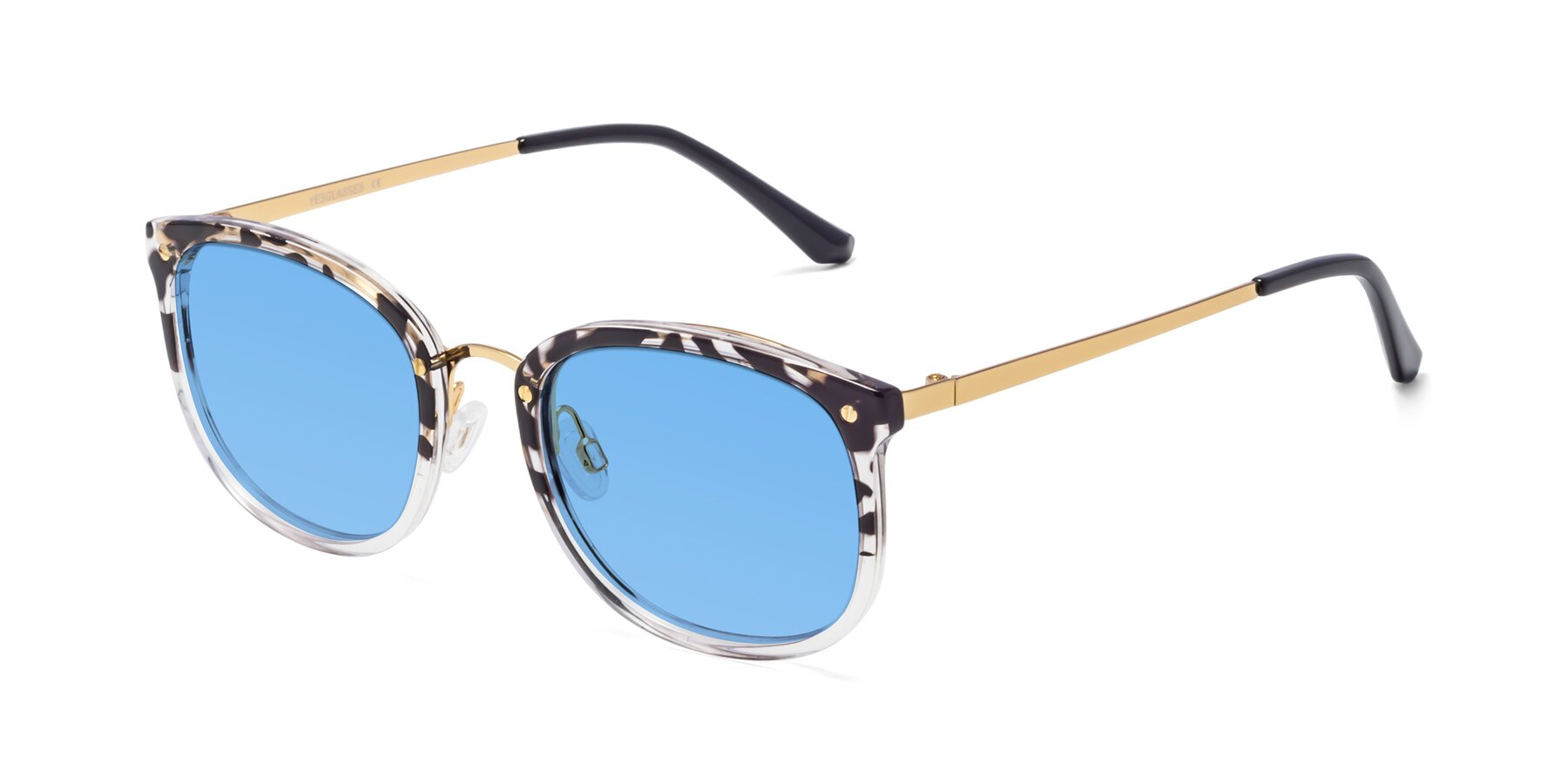 Angle of Timeless in Leopard-Print with Medium Blue Tinted Lenses