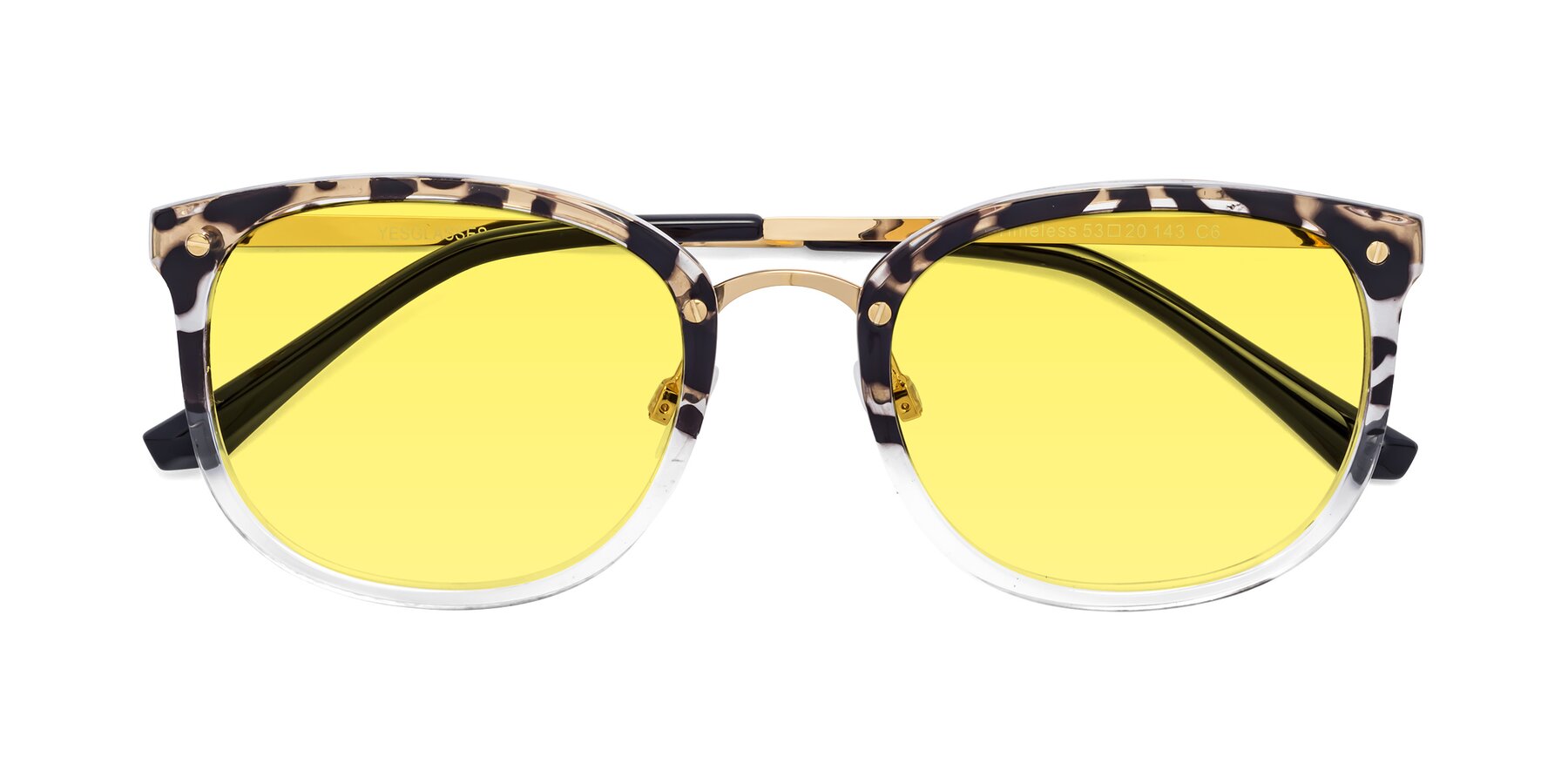 Folded Front of Timeless in Leopard-Print with Medium Yellow Tinted Lenses