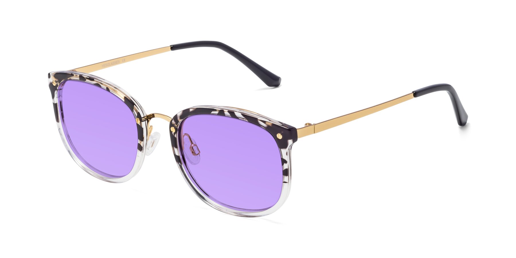 Angle of Timeless in Leopard-Print with Medium Purple Tinted Lenses