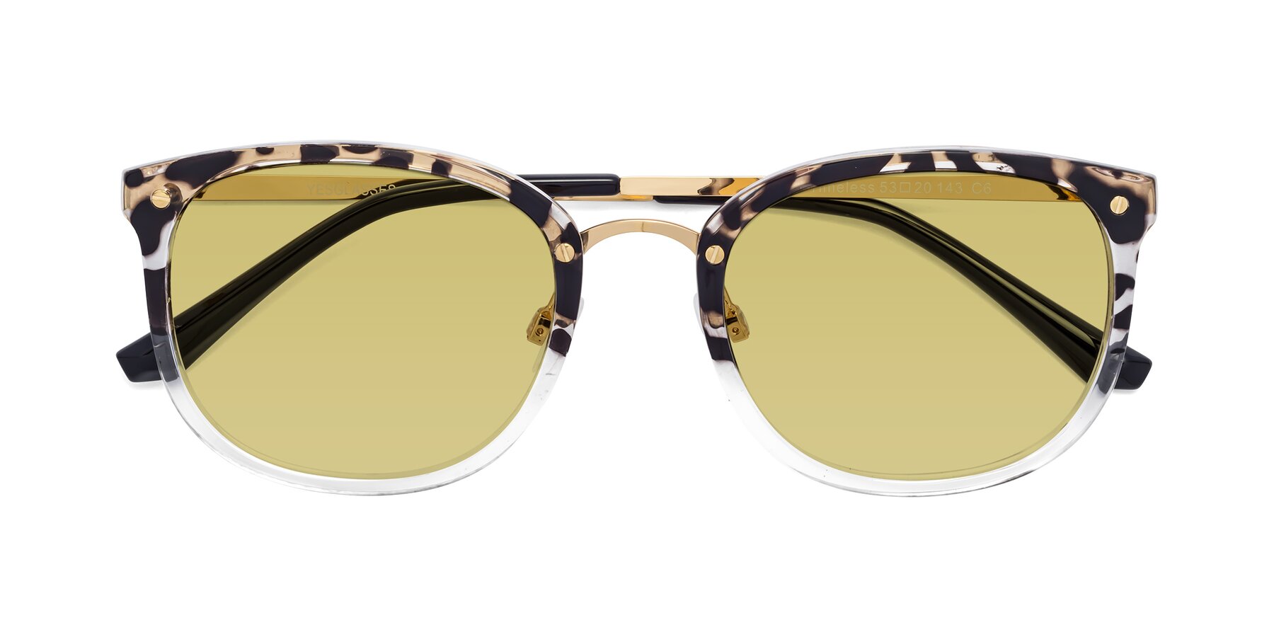 Folded Front of Timeless in Leopard-Print with Medium Champagne Tinted Lenses