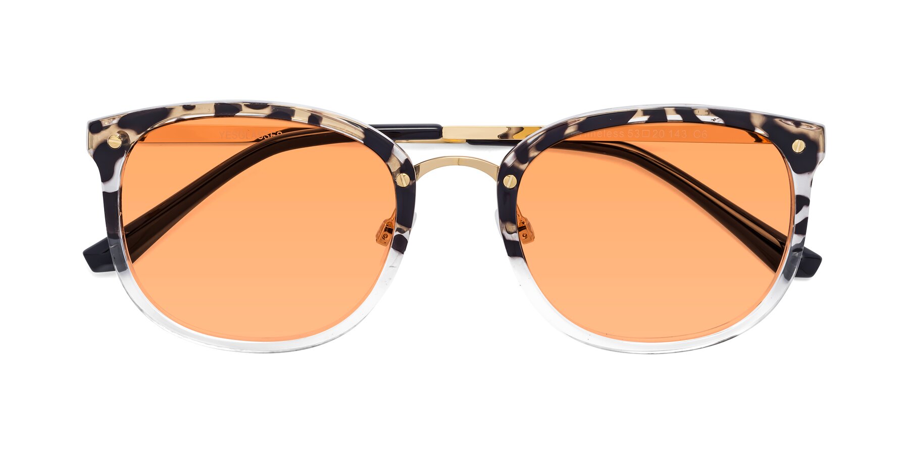 Folded Front of Timeless in Leopard-Print with Medium Orange Tinted Lenses