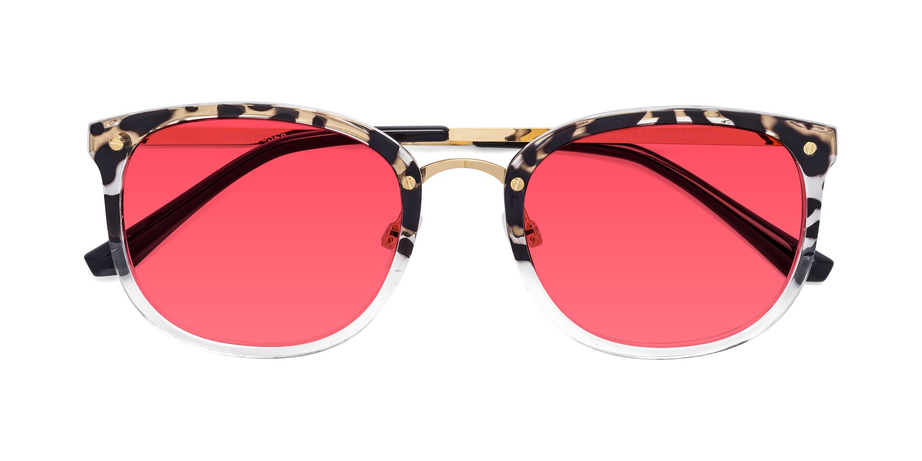 Folded Front of Timeless in Leopard-Print with Red Tinted Lenses