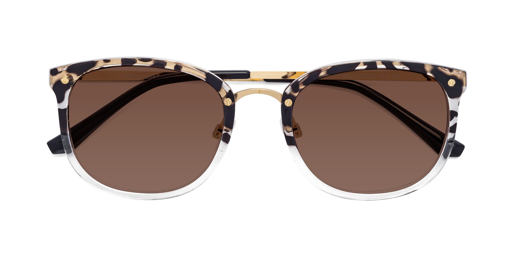 Folded Front of Timeless in Leopard-Print with Brown Tinted Lenses