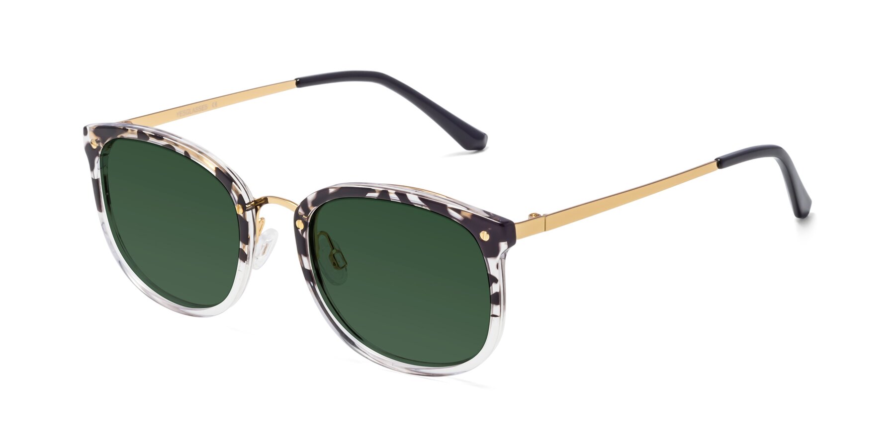 Angle of Timeless in Leopard-Print with Green Tinted Lenses