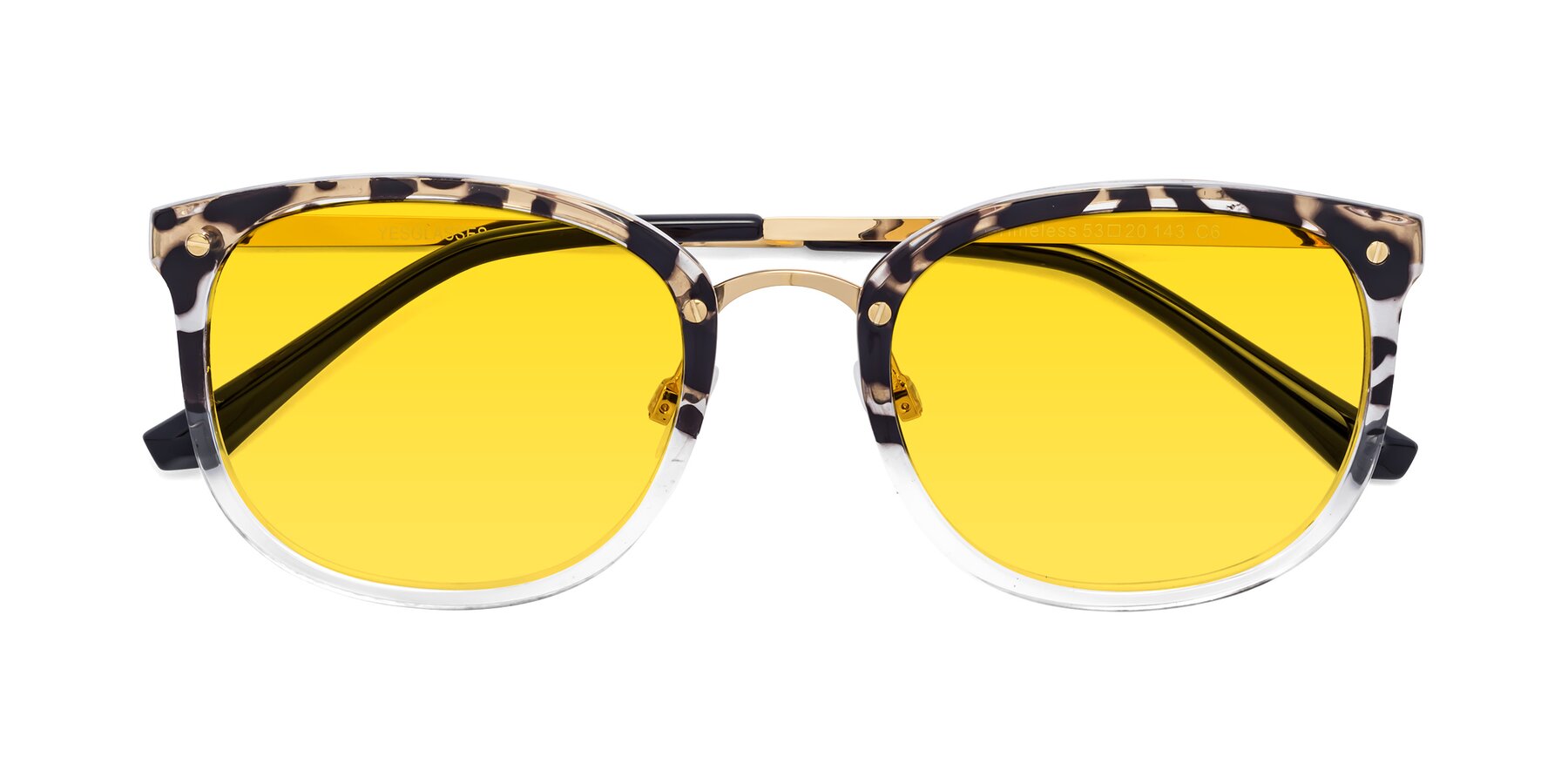 Folded Front of Timeless in Leopard-Print with Yellow Tinted Lenses