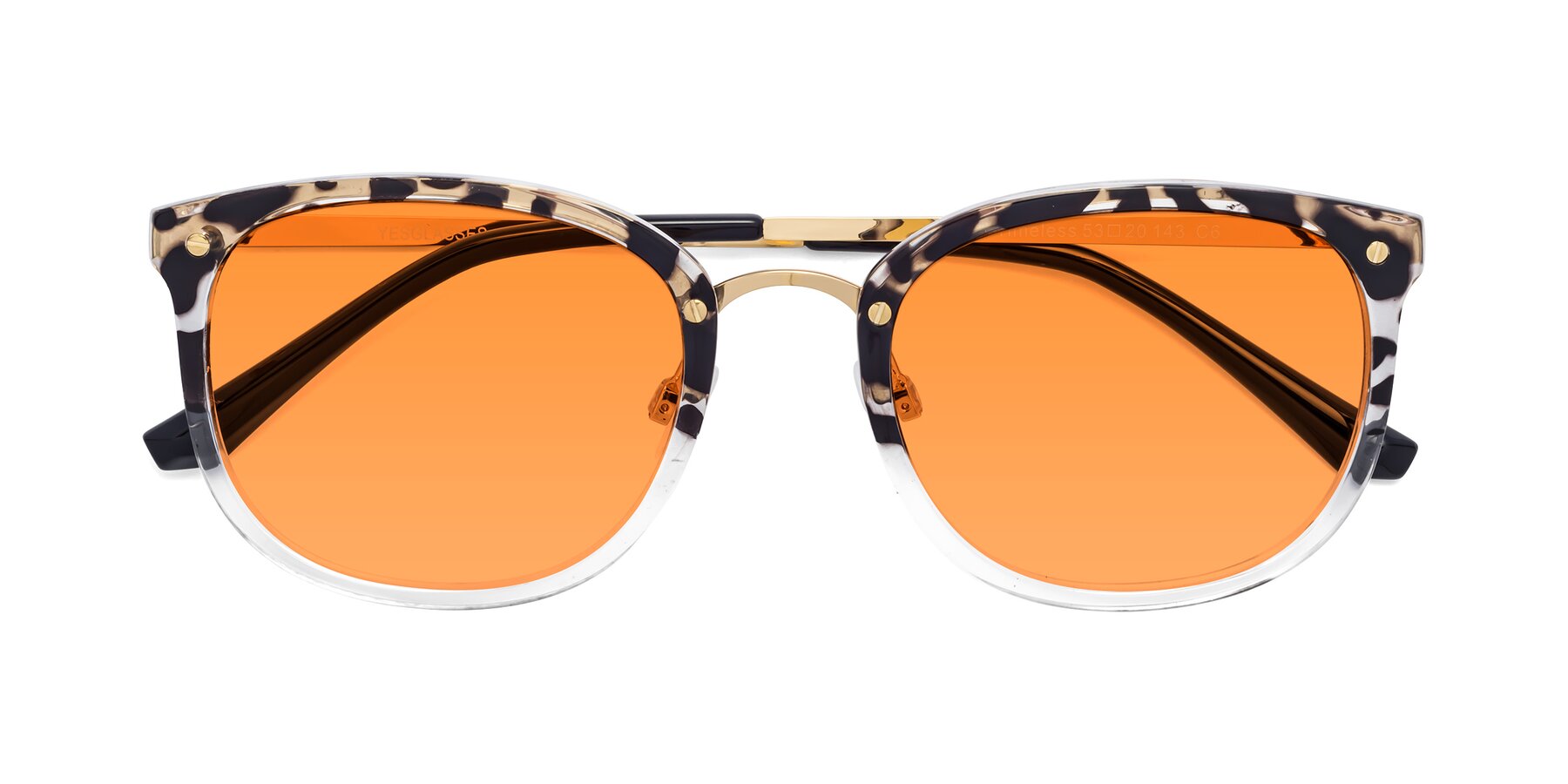 Folded Front of Timeless in Leopard-Print with Orange Tinted Lenses