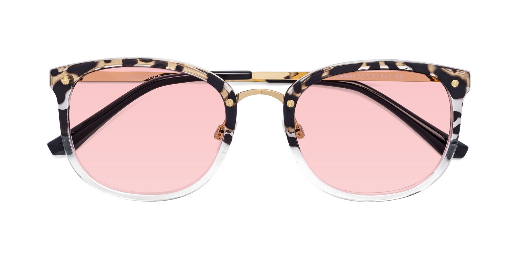 Folded Front of Timeless in Leopard-Print with Light Garnet Tinted Lenses