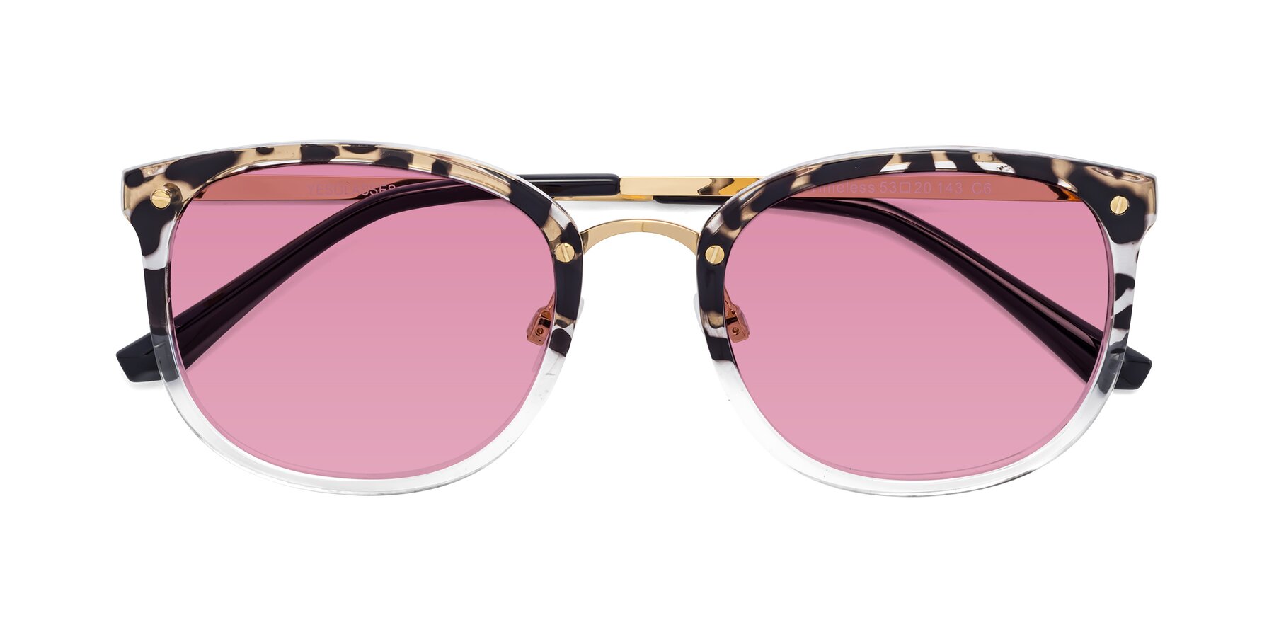 Folded Front of Timeless in Leopard-Print with Medium Wine Tinted Lenses