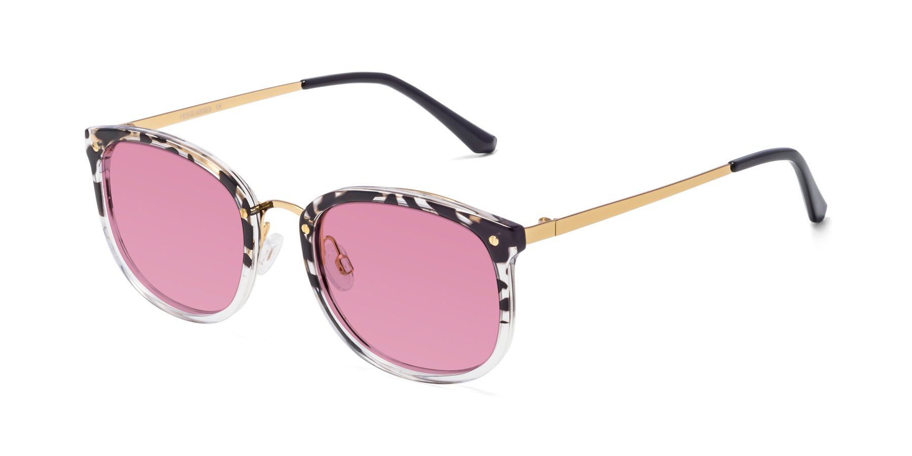 Angle of Timeless in Leopard-Print with Medium Wine Tinted Lenses