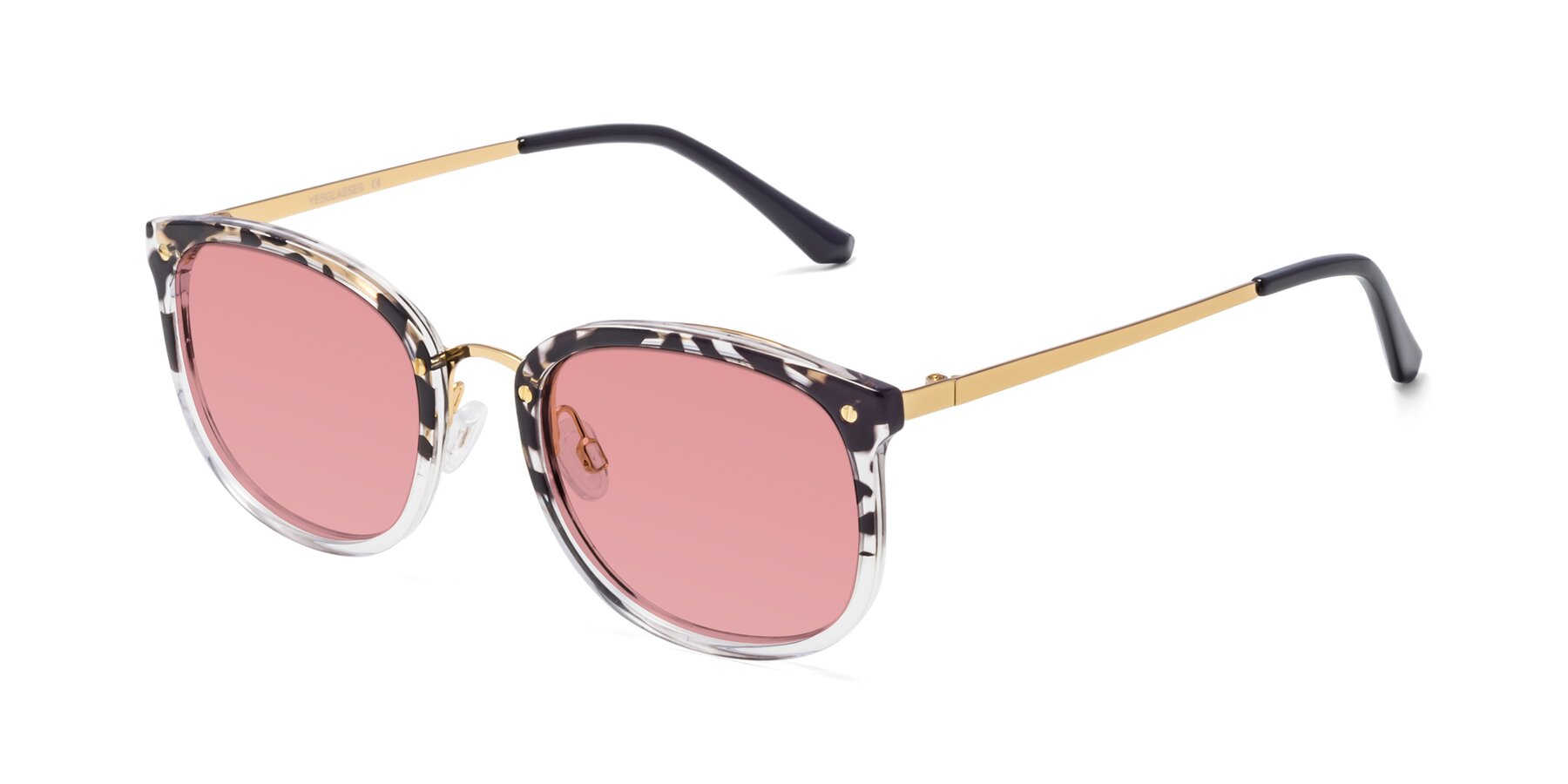 Angle of Timeless in Leopard-Print with Medium Garnet Tinted Lenses