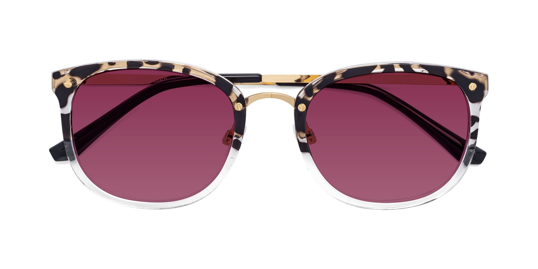 Folded Front of Timeless in Leopard-Print with Wine Tinted Lenses