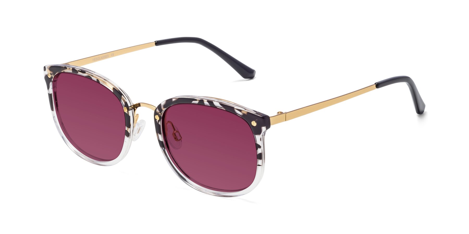 Angle of Timeless in Leopard-Print with Wine Tinted Lenses