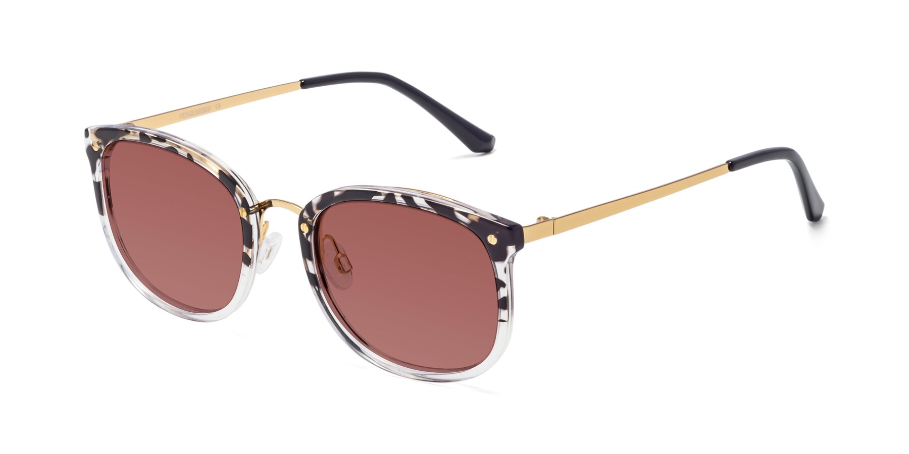 Angle of Timeless in Leopard-Print with Garnet Tinted Lenses