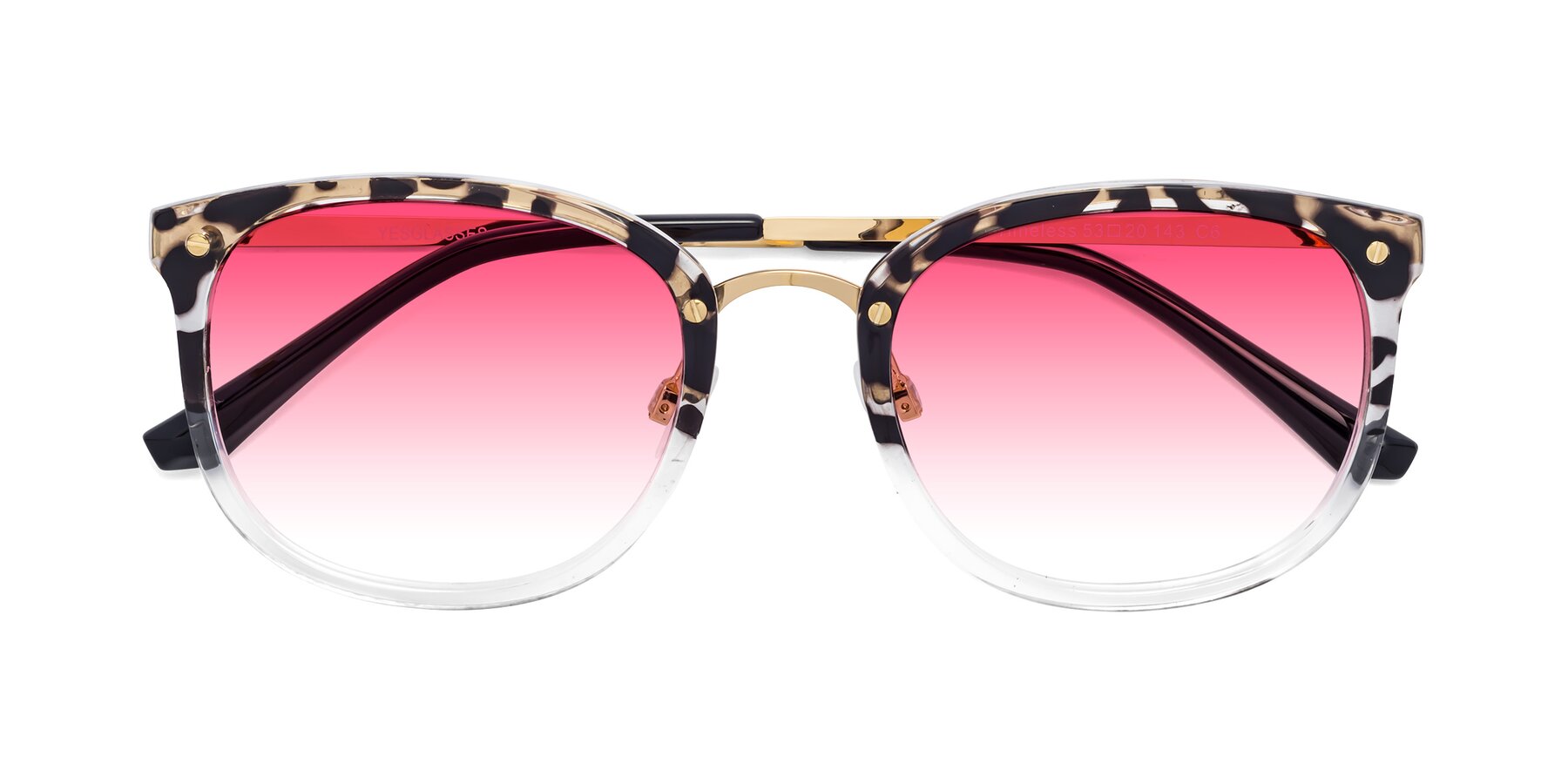 Folded Front of Timeless in Leopard-Print with Pink Gradient Lenses
