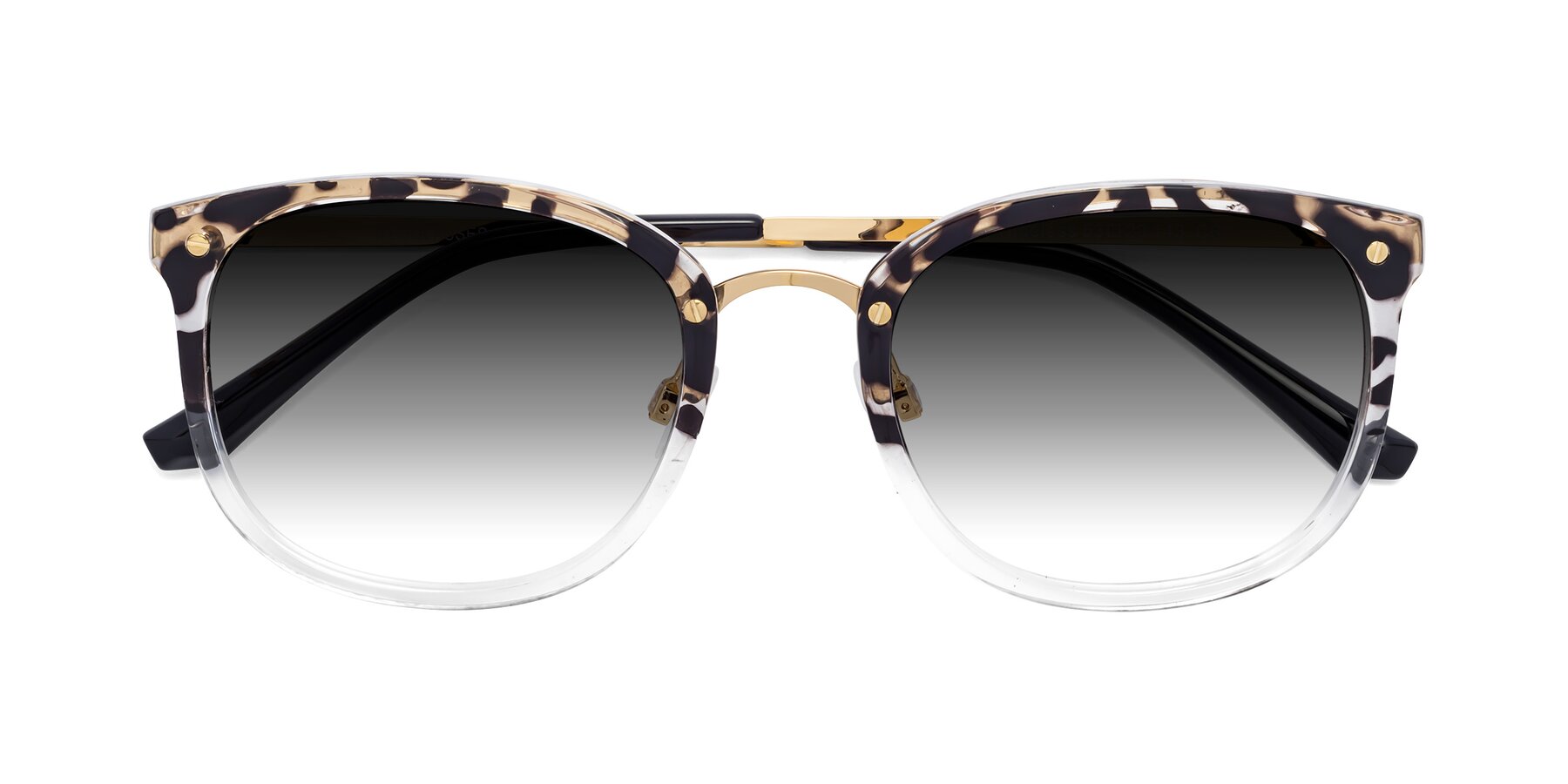 Folded Front of Timeless in Leopard-Print with Gray Gradient Lenses