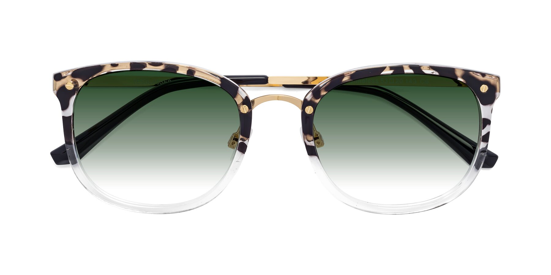 Folded Front of Timeless in Leopard-Print with Green Gradient Lenses