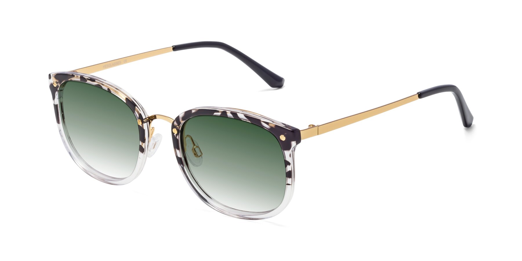 Angle of Timeless in Leopard-Print with Green Gradient Lenses