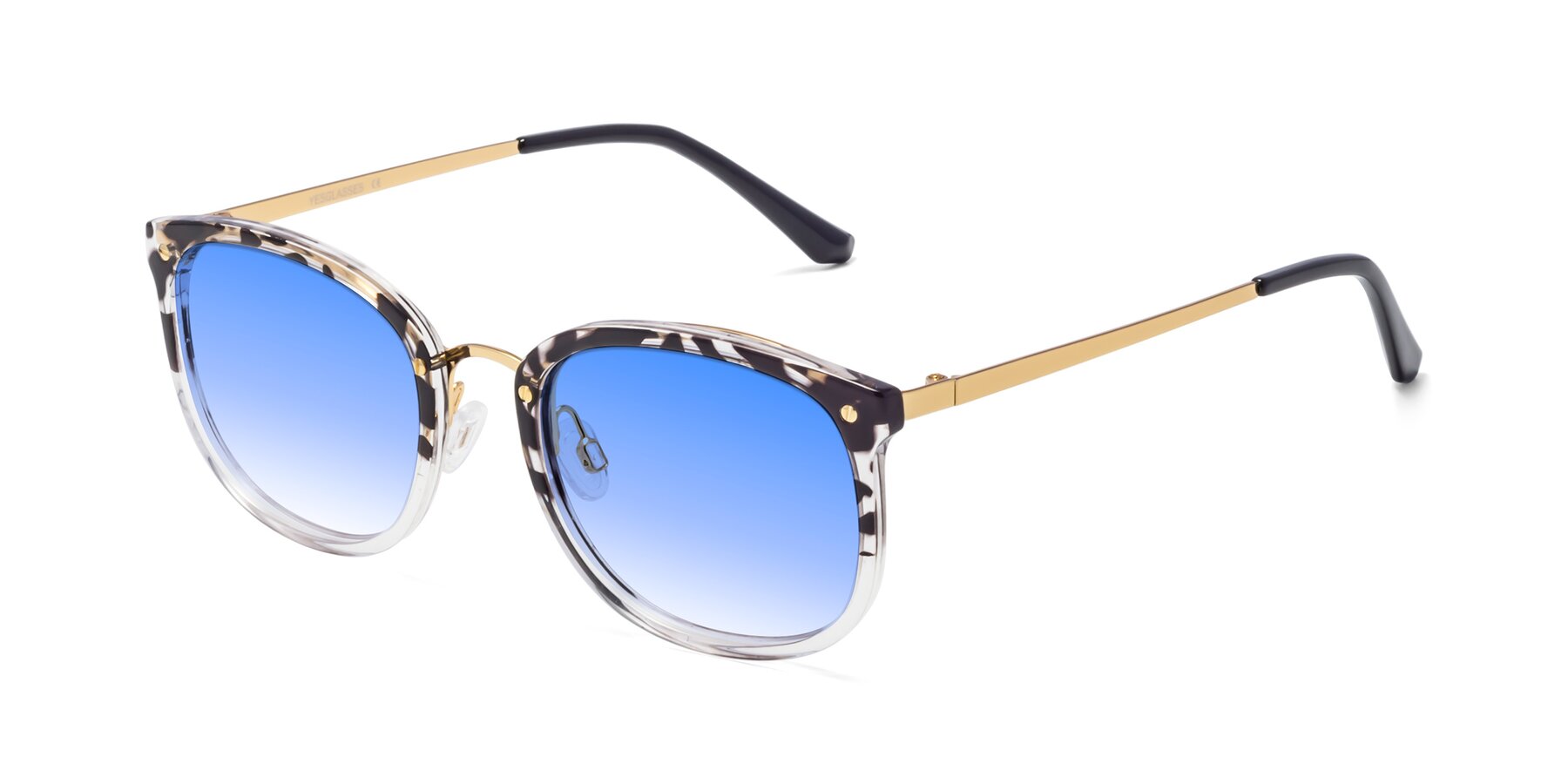 Angle of Timeless in Leopard-Print with Blue Gradient Lenses