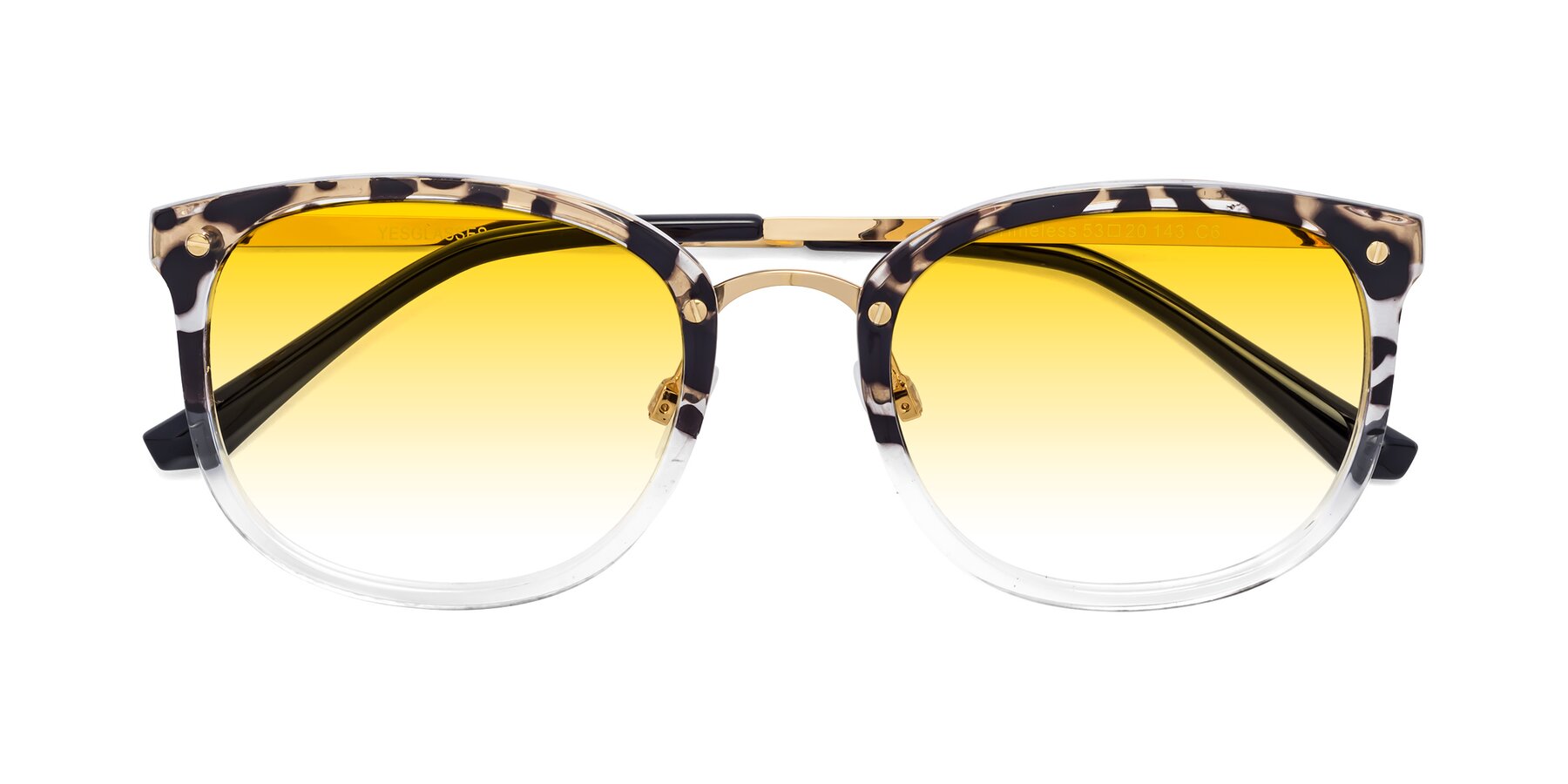 Folded Front of Timeless in Leopard-Print with Yellow Gradient Lenses