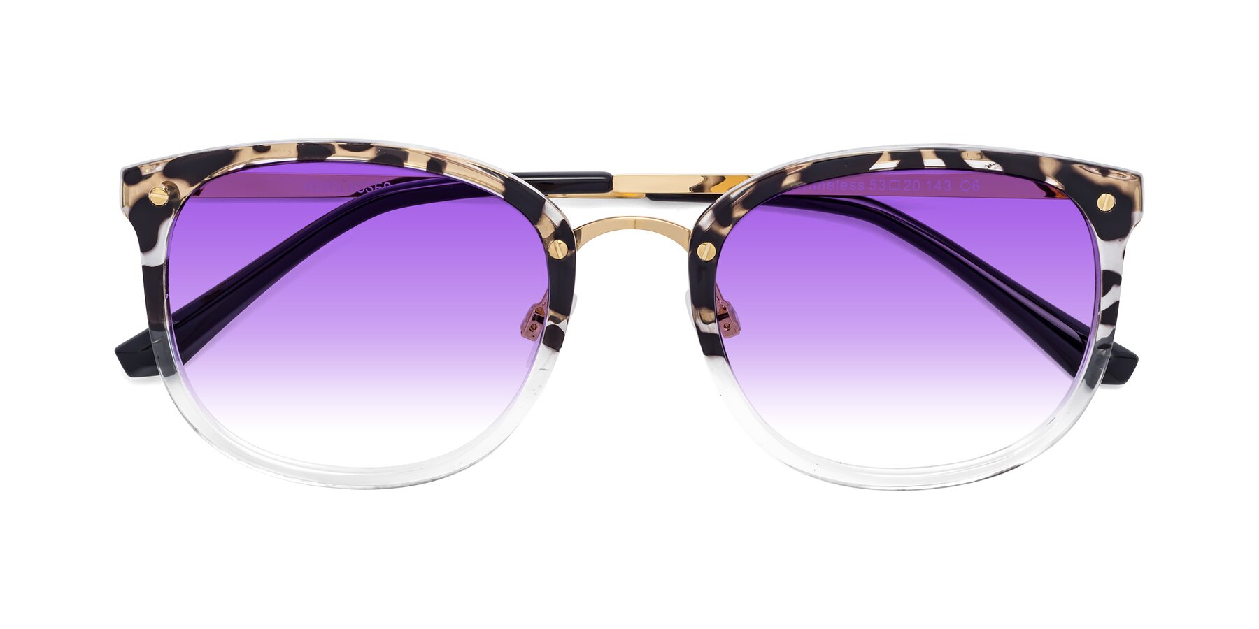 Folded Front of Timeless in Leopard-Print with Purple Gradient Lenses