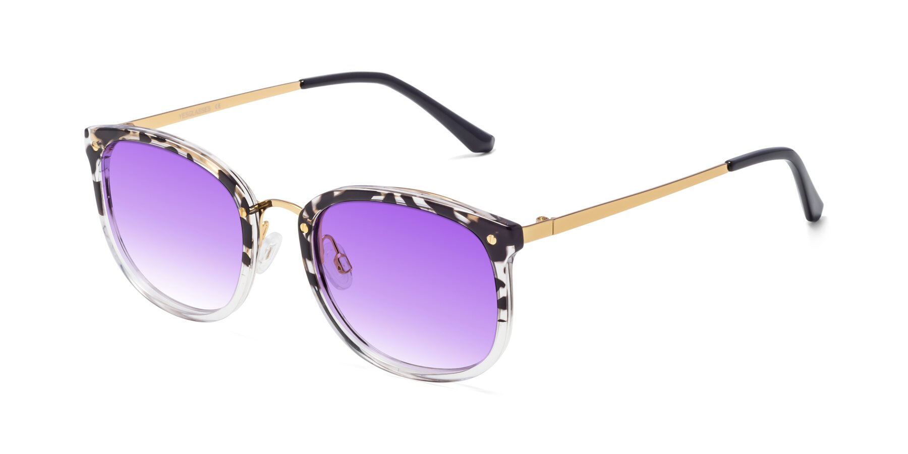Angle of Timeless in Leopard-Print with Purple Gradient Lenses