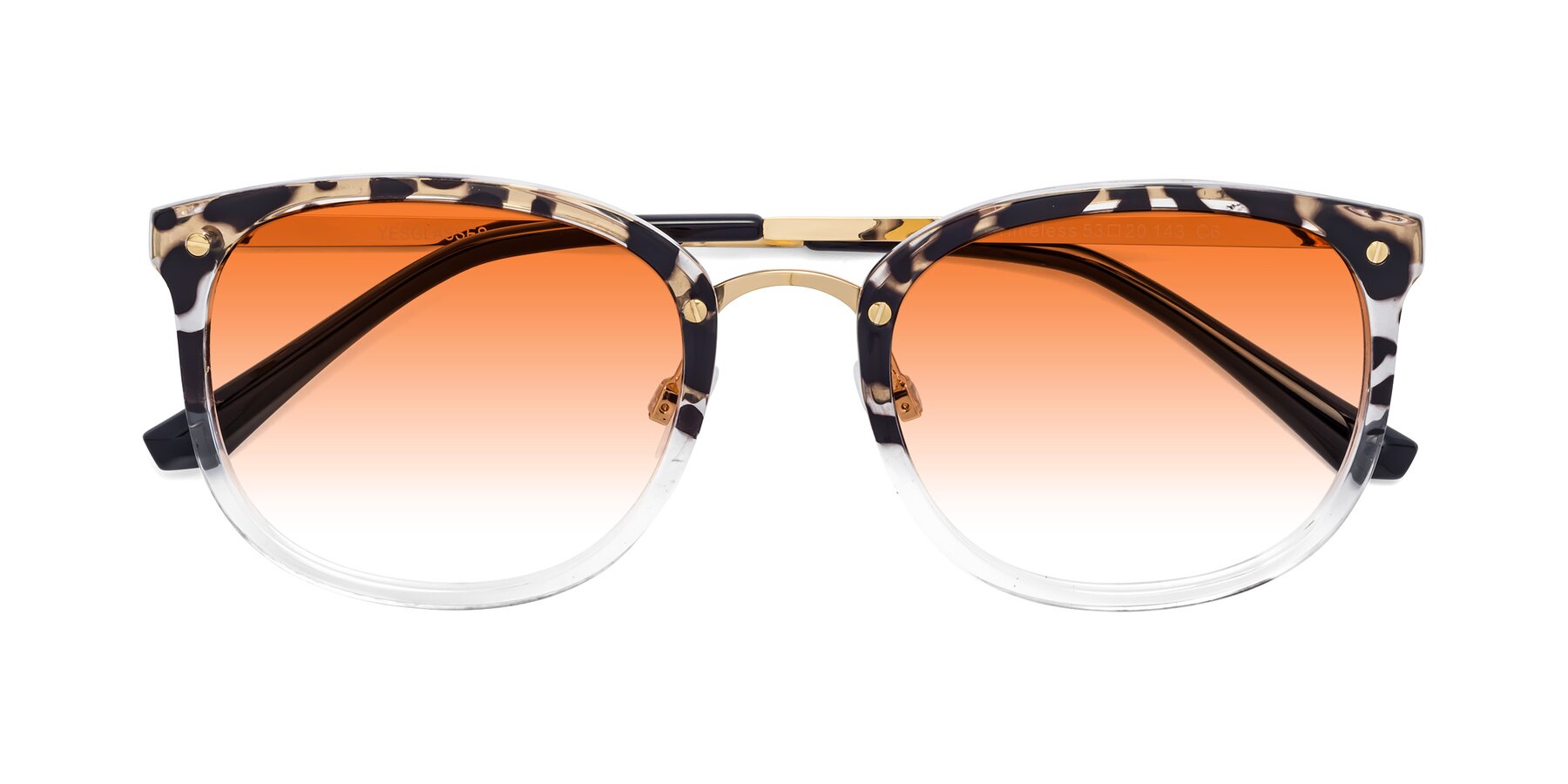 Folded Front of Timeless in Leopard-Print with Orange Gradient Lenses
