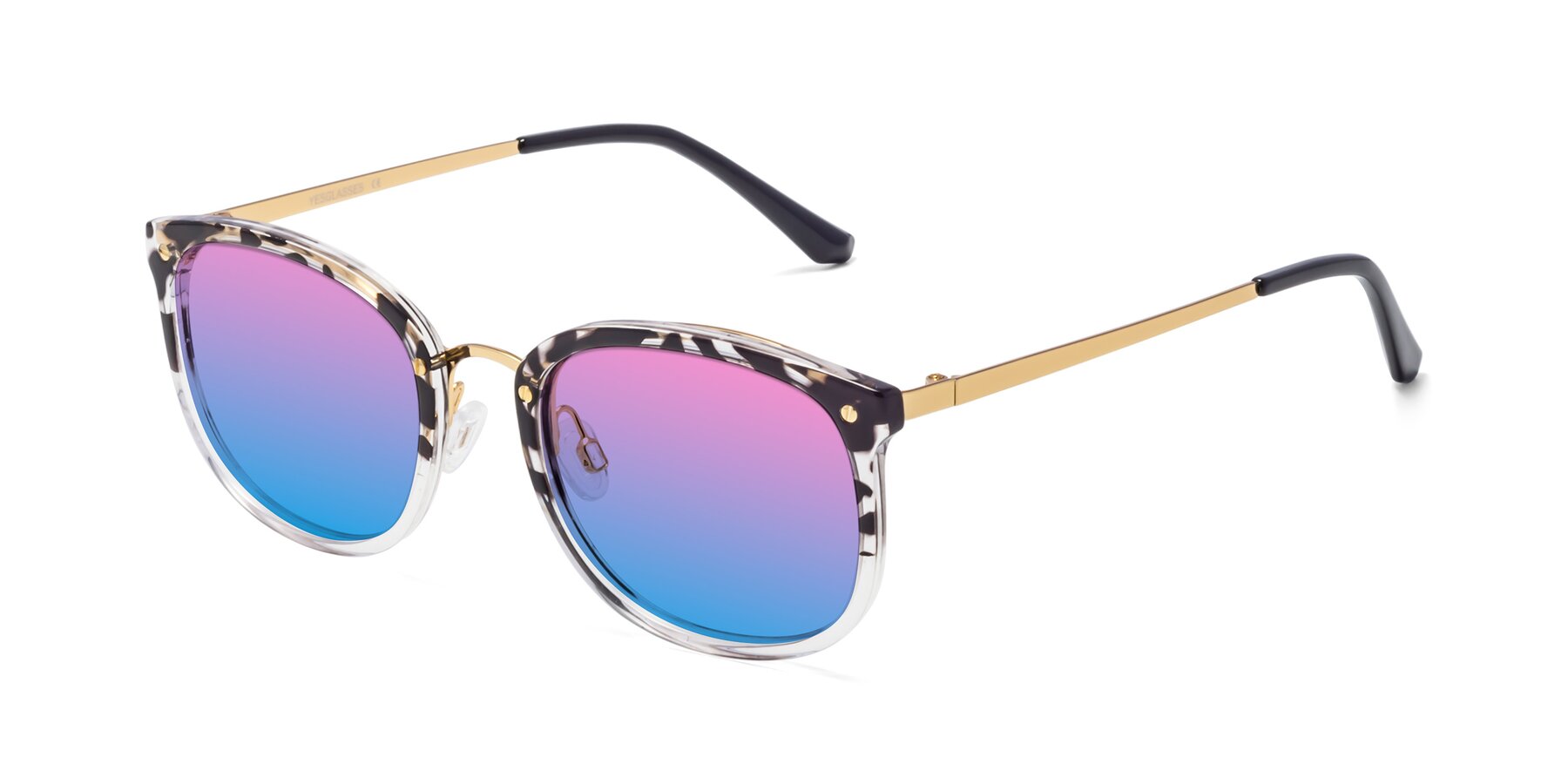 Angle of Timeless in Leopard-Print with Pink / Blue Gradient Lenses