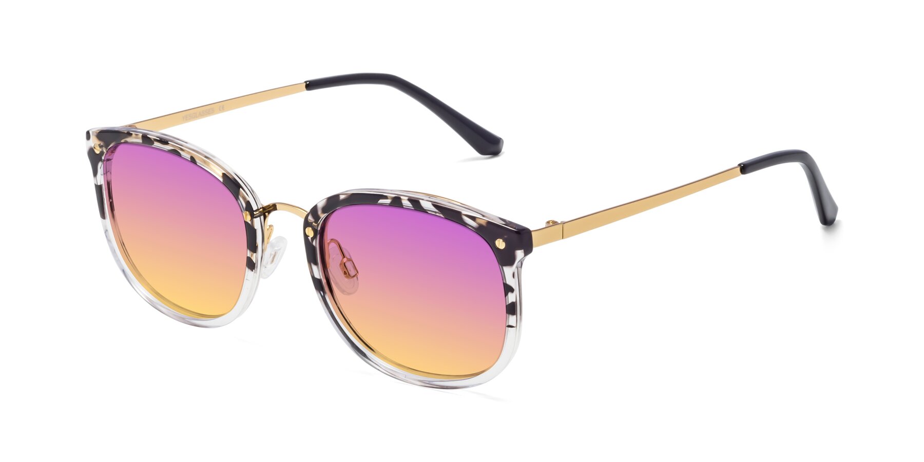 Angle of Timeless in Leopard-Print with Purple / Yellow Gradient Lenses