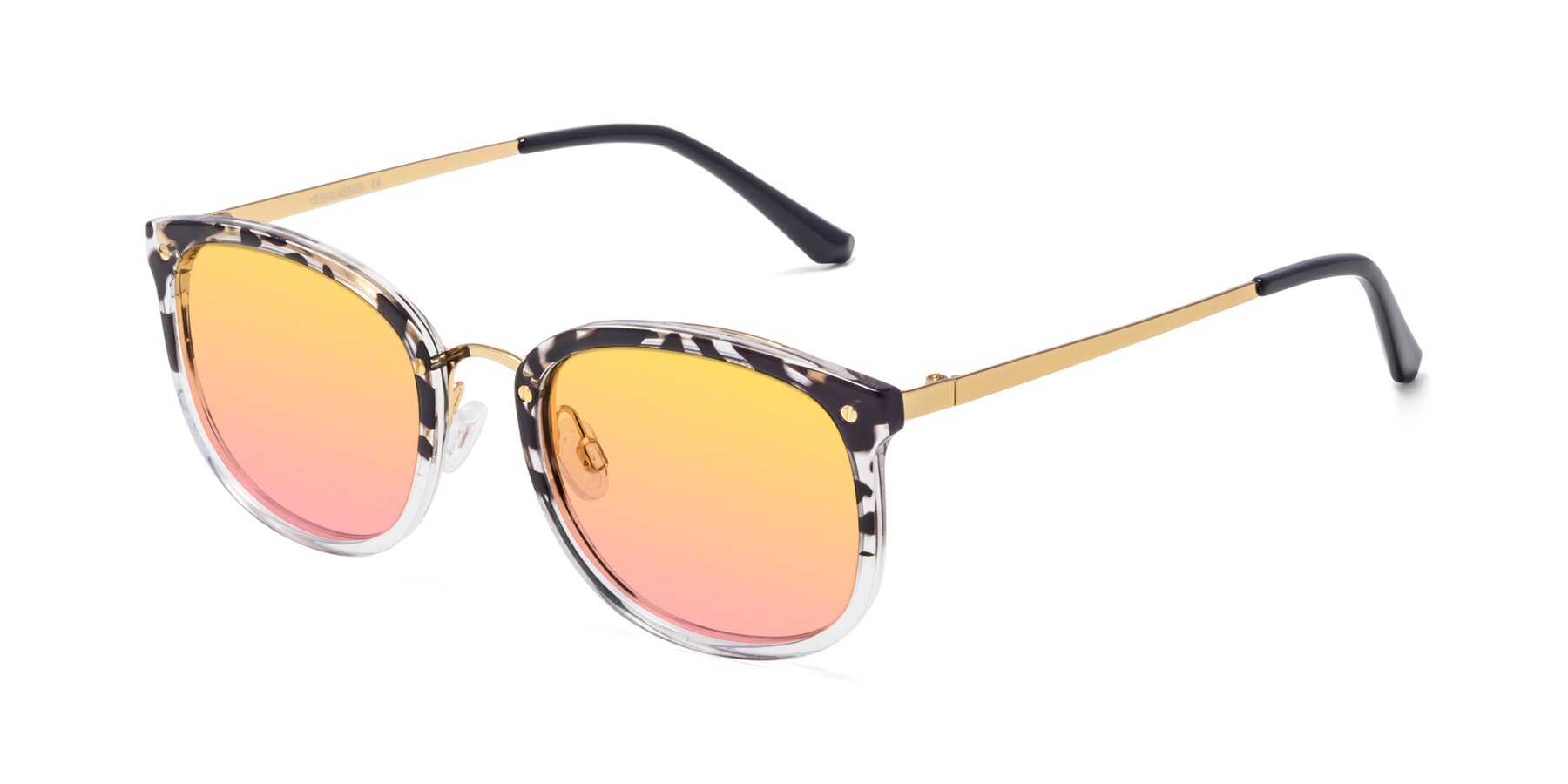 Angle of Timeless in Leopard-Print with Yellow / Pink Gradient Lenses