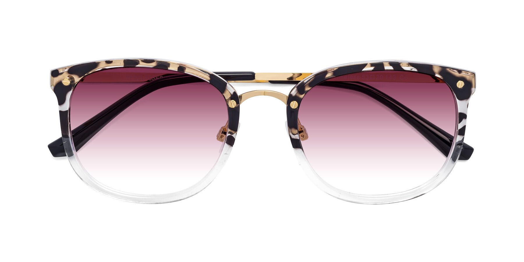 Folded Front of Timeless in Leopard-Print with Wine Gradient Lenses