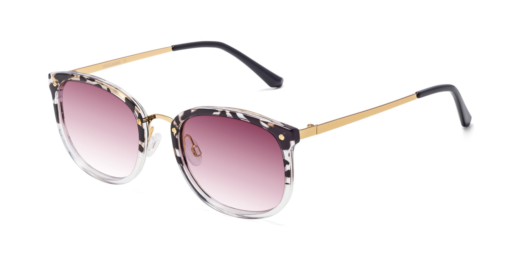 Angle of Timeless in Leopard-Print with Wine Gradient Lenses