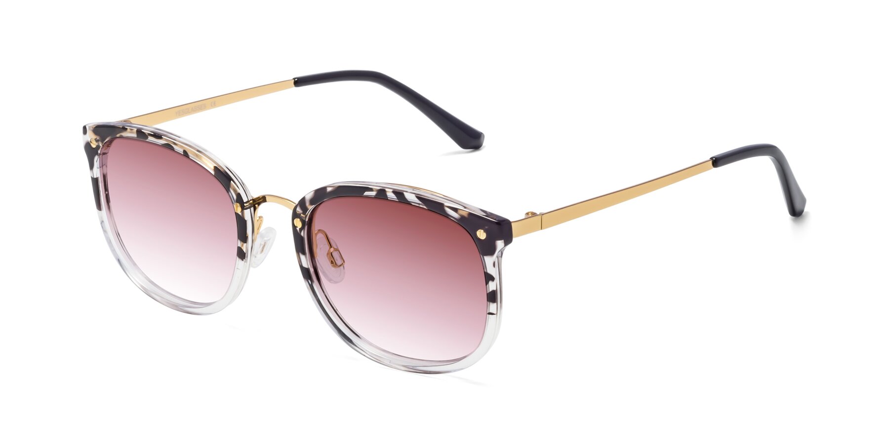 Angle of Timeless in Leopard-Print with Garnet Gradient Lenses