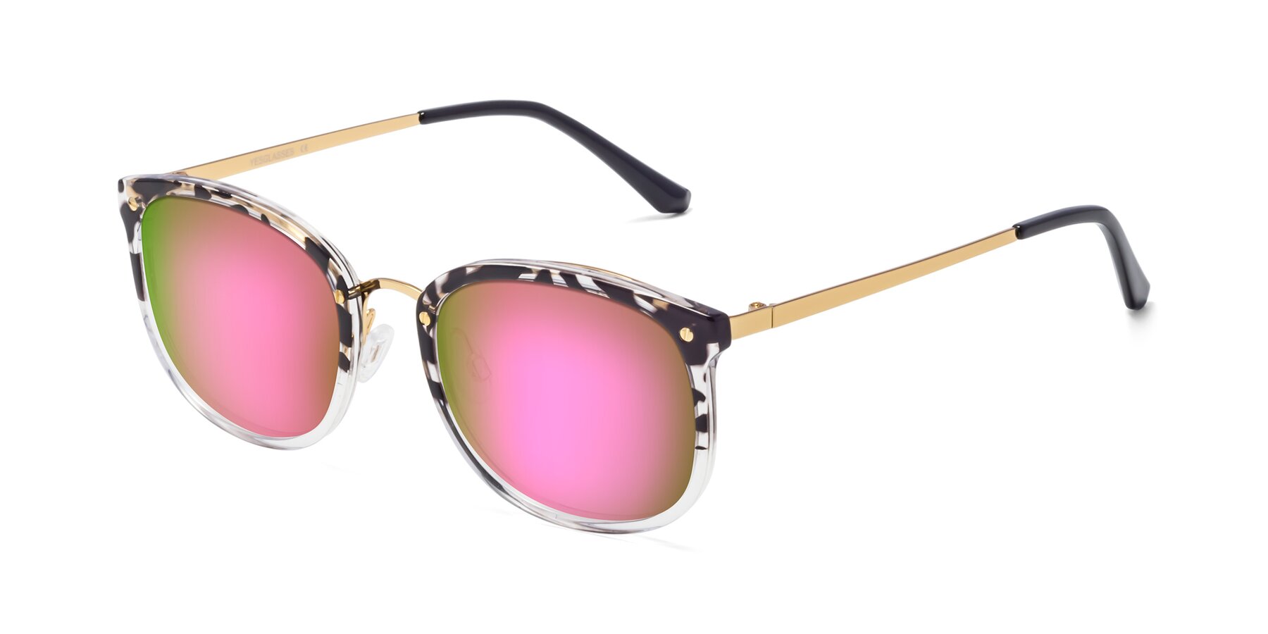 Angle of Timeless in Leopard-Print with Pink Mirrored Lenses