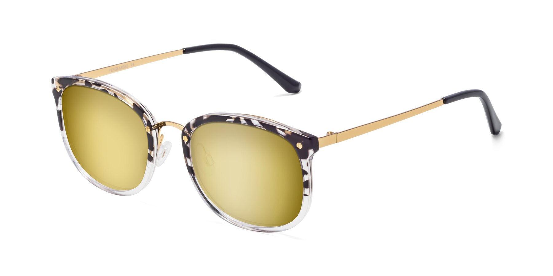 Angle of Timeless in Leopard-Print with Gold Mirrored Lenses