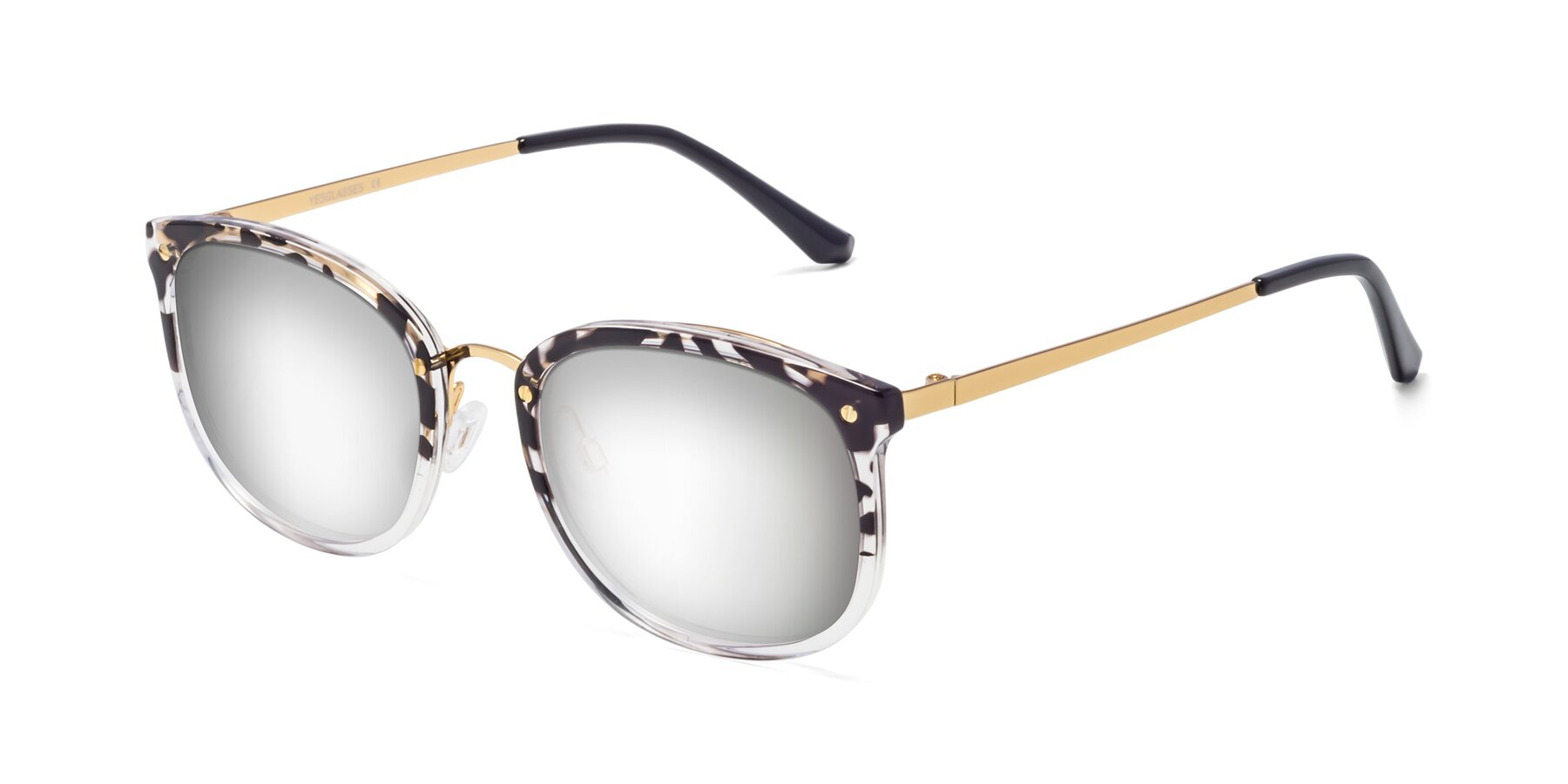 Angle of Timeless in Leopard-Print with Silver Mirrored Lenses