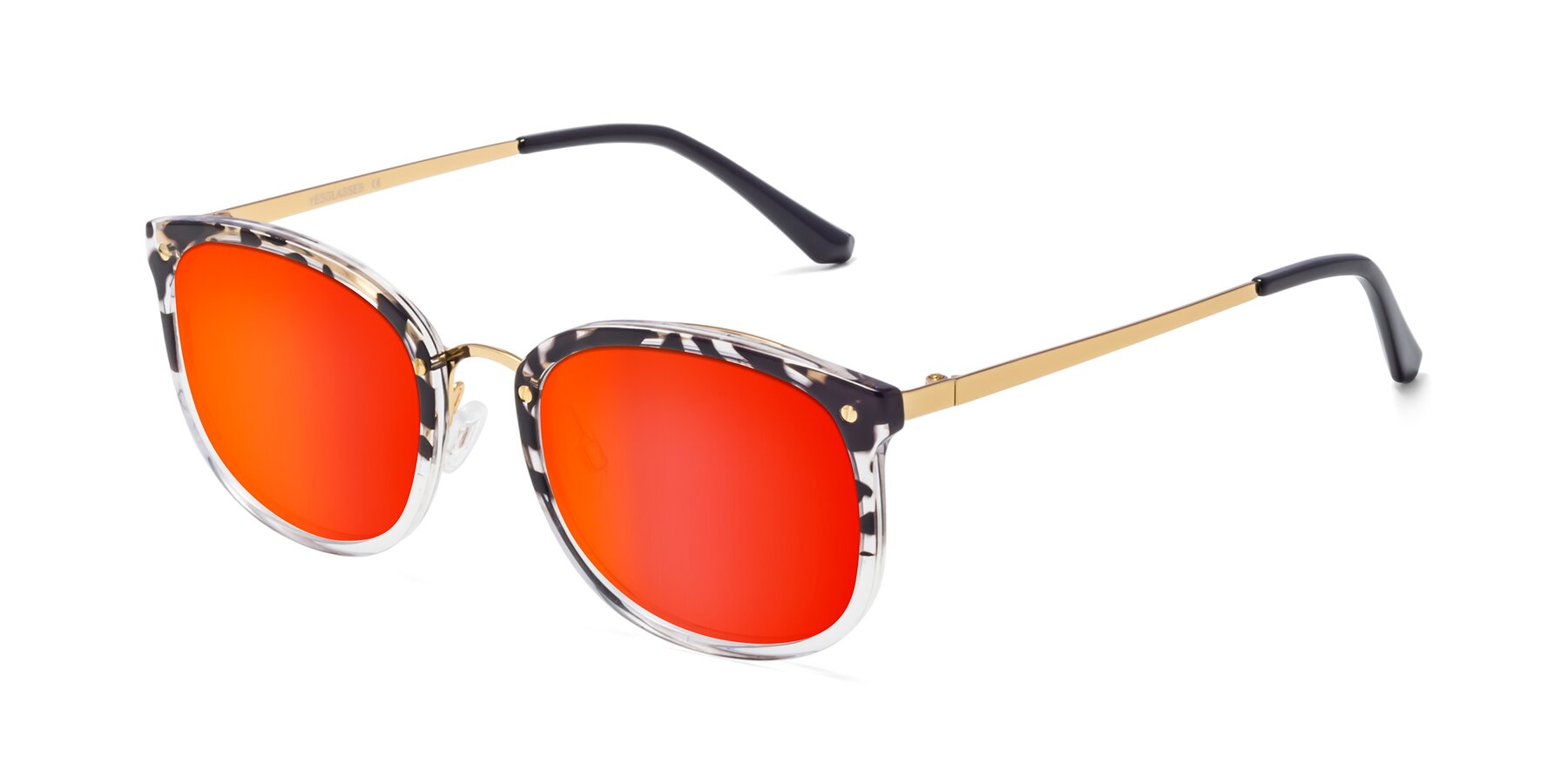 Angle of Timeless in Leopard-Print with Red Gold Mirrored Lenses