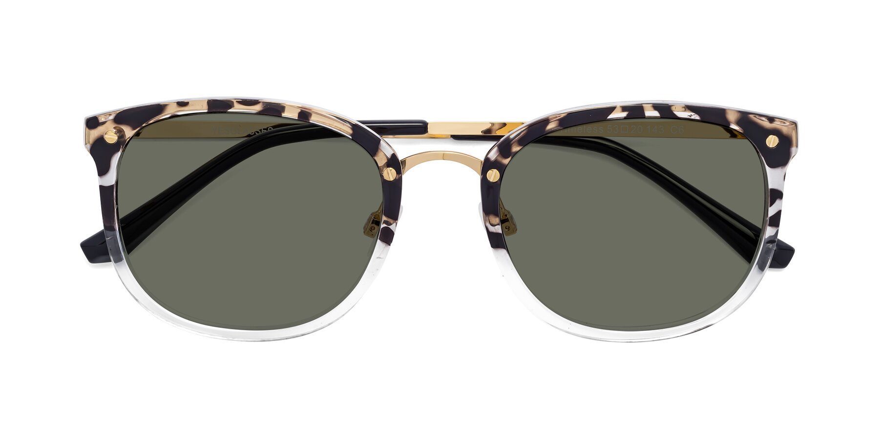 Folded Front of Timeless in Leopard-Print with Gray Polarized Lenses