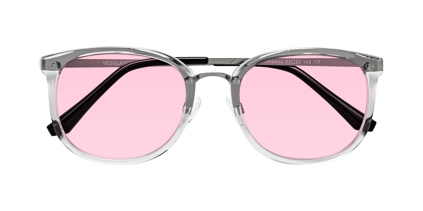 Folded Front of Timeless in Clear with Light Pink Tinted Lenses