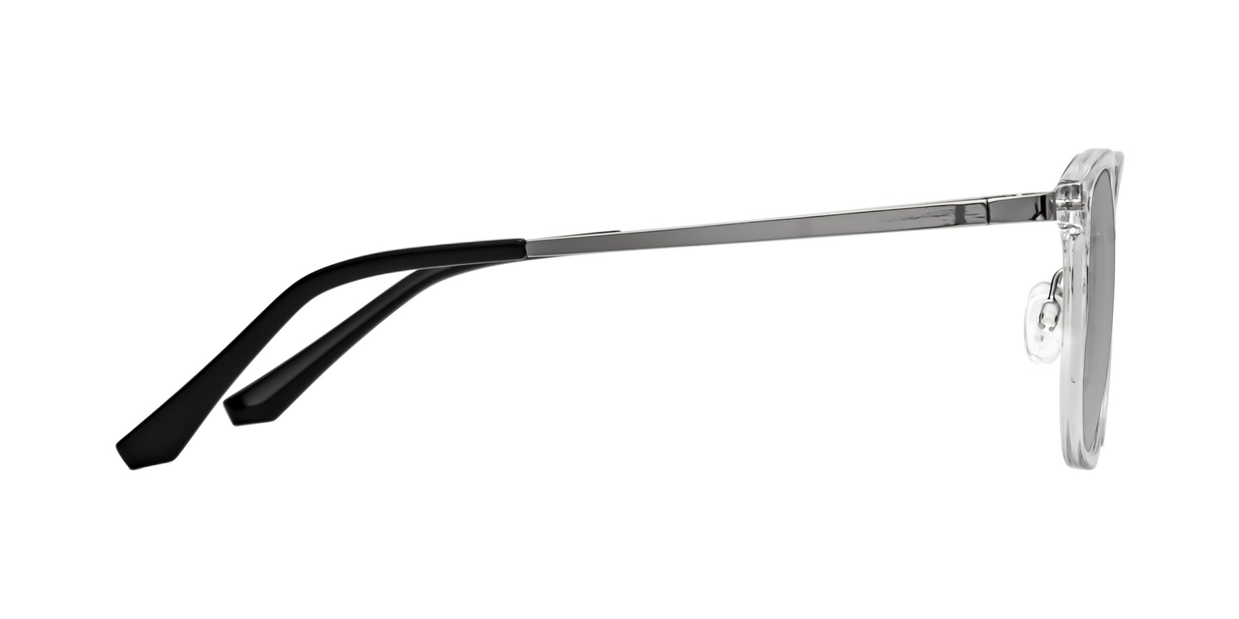 Side of Timeless in Clear with Light Gray Tinted Lenses